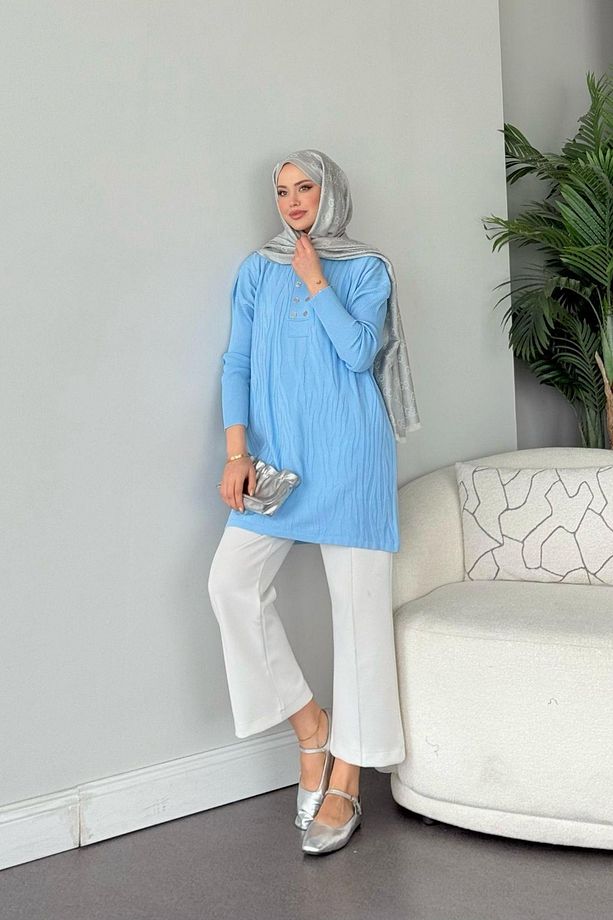 Zebra Desen Merserize Tunik Bebe Mavi - 2