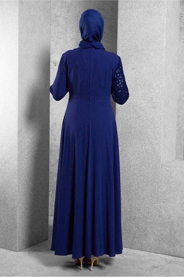 PUL PAYET DETAYLI ABİYE ELBİSE 4218 - 3