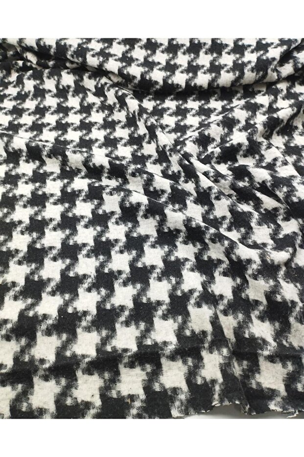 منشفة منسوجة بنمط مربعات متوسطة السُمك باللونين الأبيض والأسود العرض: 150 - 2