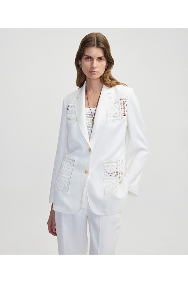 Kroşe aplikeli blazer - 2