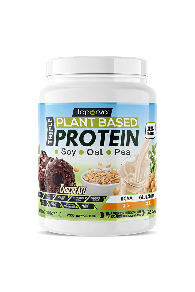 Laperva Triple Vegan Protein, Chocolate, 2 LB, Maintains Muscles Mass