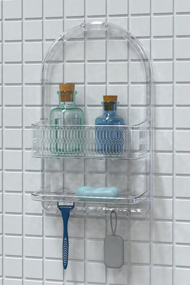 Ceres Plastic Bathroom Shower Shelf - Transparent