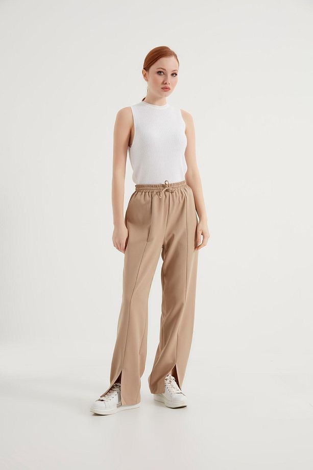 Vizon Yırtmaçlı Krep Pantolon - 3