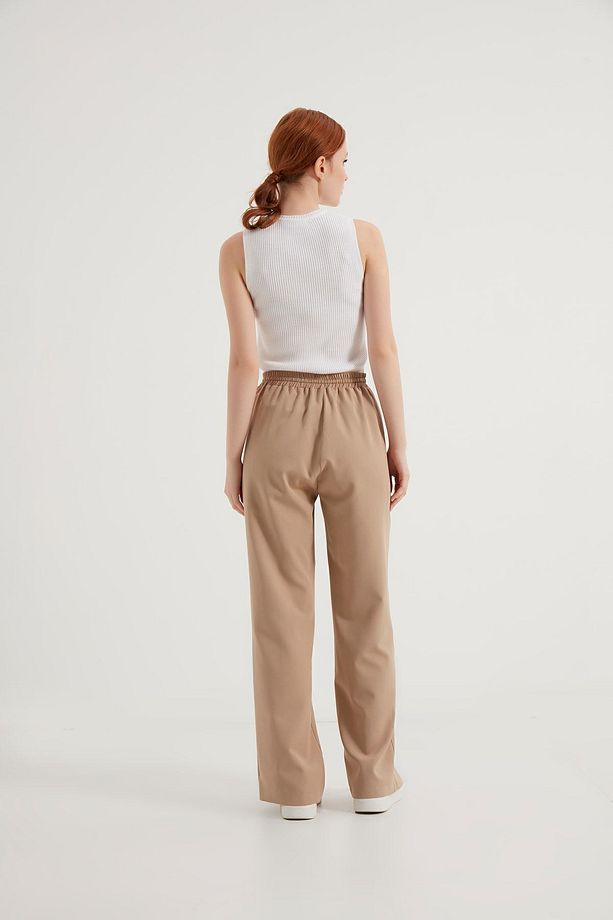 Vizon Yırtmaçlı Krep Pantolon - 7