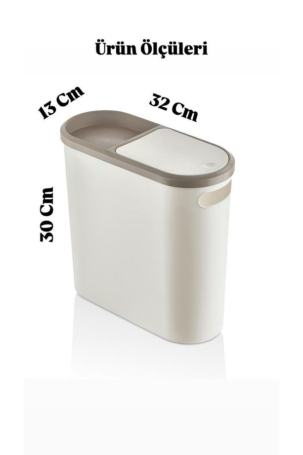 Kups Krem 10 Lt Click Çöp Kovası , Mutfak, Banyo, Tuvalet Çöp Kutusu Tuvalet Kağıdı Hazneli - 6