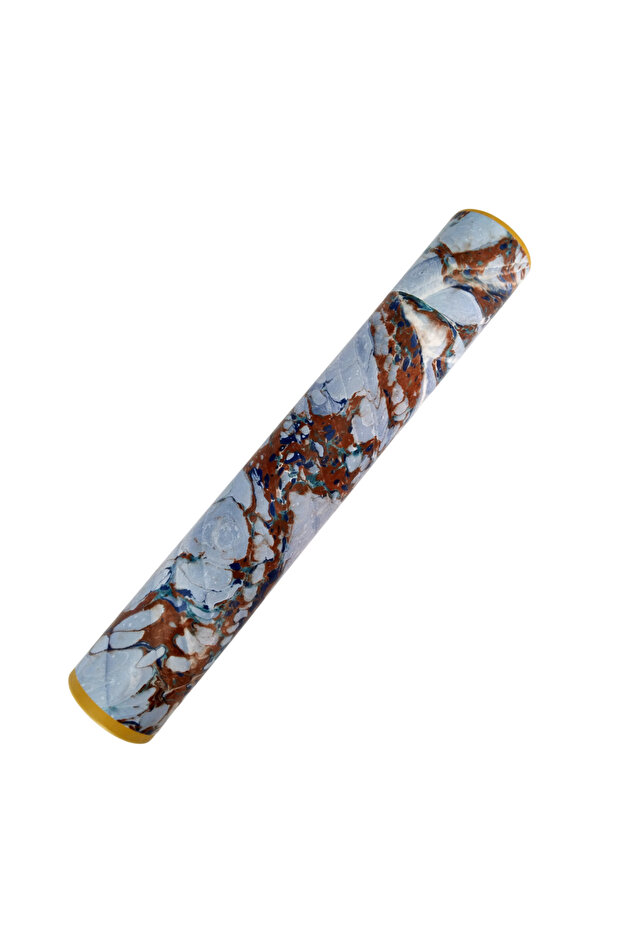 Marbling Pattern Grave, Brush, Paper , Pen Storage Box, Cylinder Box with Sponge, Brush Holder-No:12