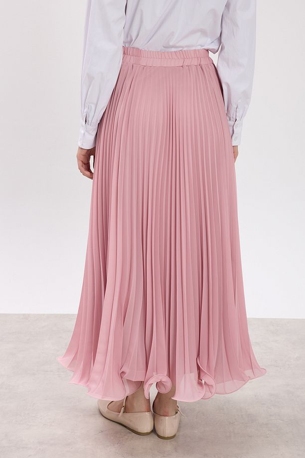 Pembe Misinalı Şifon Etek - 8