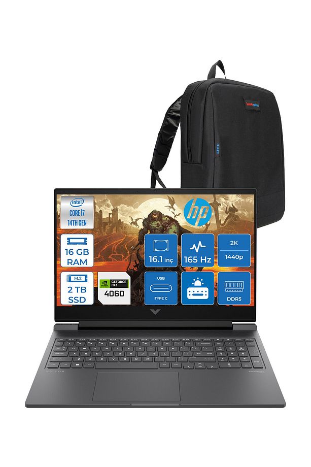 Victus 16-R1088NT I7-14700HX 16GB 2tb SSD RTX4060 8gb Freedos 16.1" Qhd 165Hz 3msB8SG7EAF03+ZETTACNT - 1