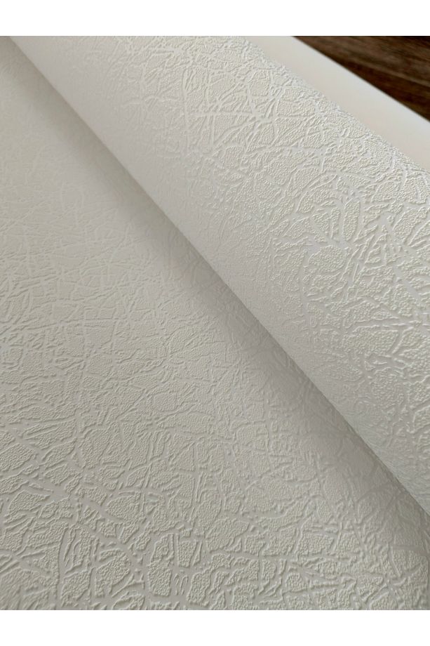 Boyanabilir Beyaz Dokulu (106 CM X 25 MT) Kendinden Desenli Silinebilir Duvar Kağıdı 26 M² - 2