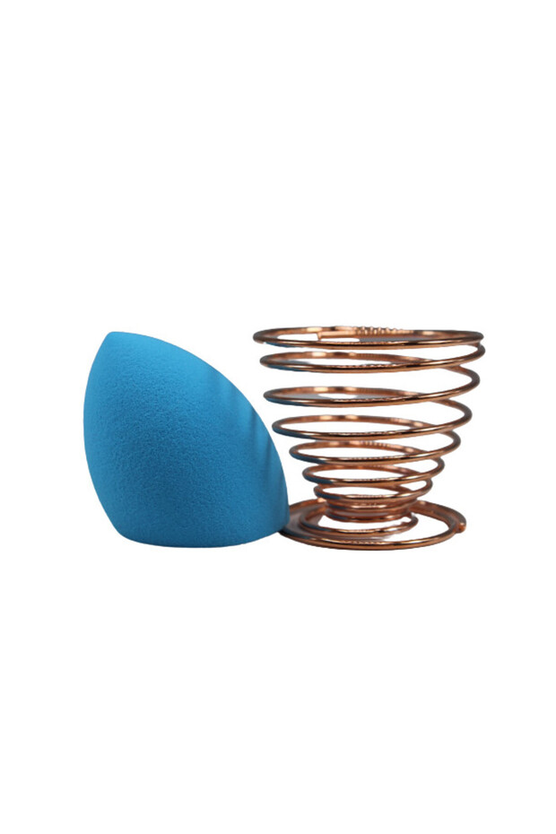 Makeup Sponge and Metal Makeup Holder Set, Blue - 5