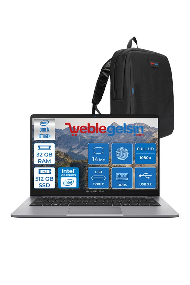 Expertbook P1 P1403 I7-13620H 32GB Ddr5 512GB SSD Freedos 14" Fhd WP1403CVAI716512G0D17 +ZETTACNT - 1