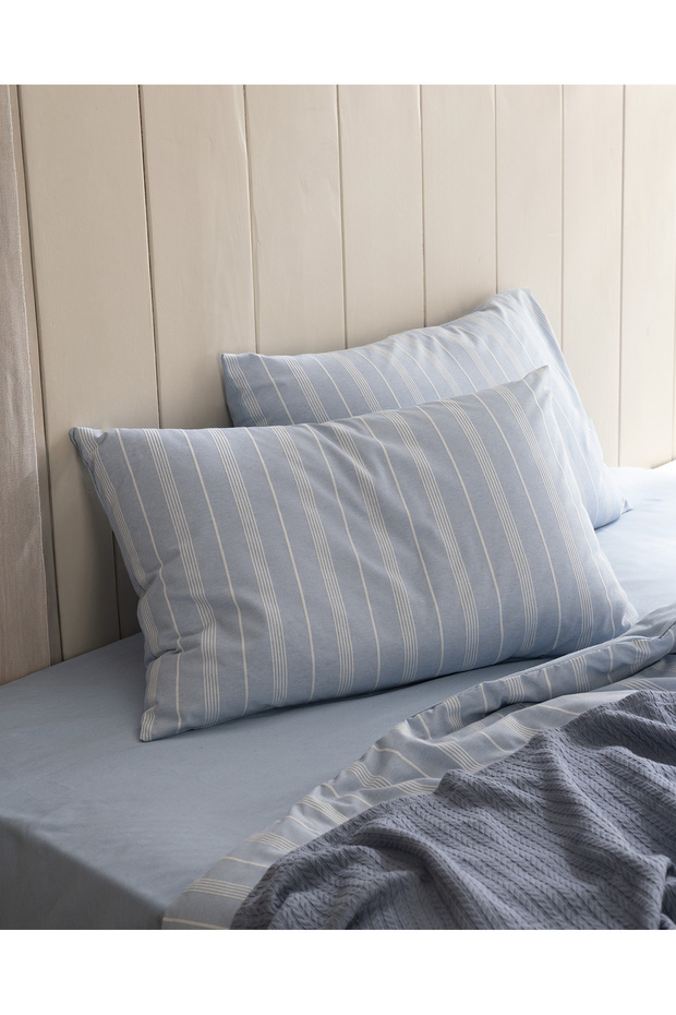 Amelia Tek Kişilik Pamuklu Armürlü Nevresim Takımı - Mavi - 5