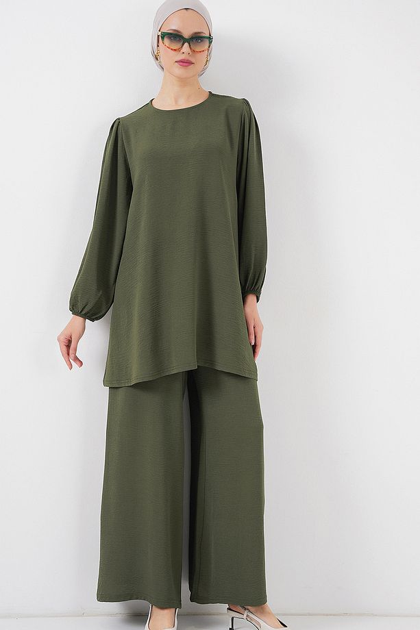 Kadın Ayrobin Tunik Pantolon Alt Üst Takım 6712 - Haki - 3