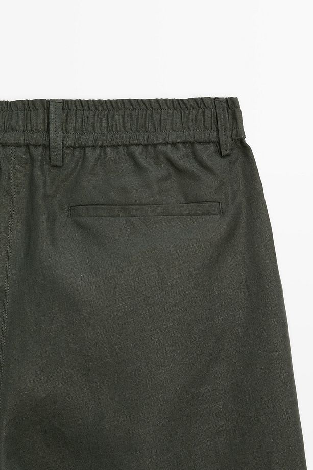 Yarı jogger keten bermuda şort - 7