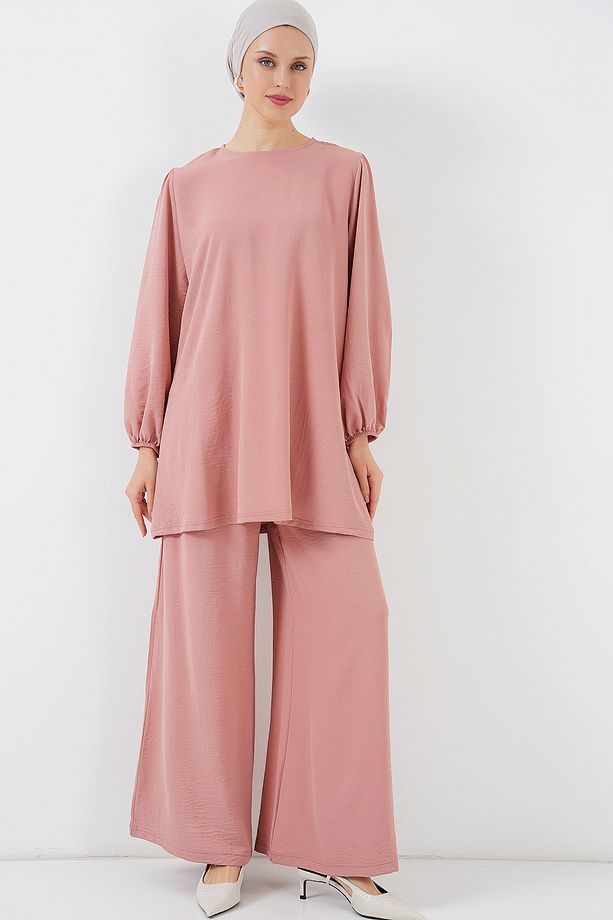 Kadın Ayrobin Tunik Pantolon Alt Üst Takım 6712 - Somon - 4