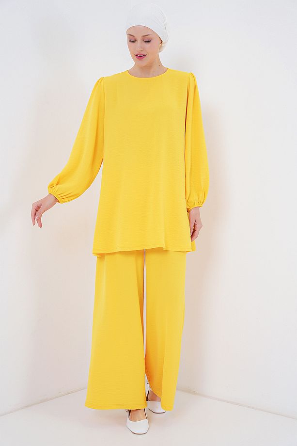 Kadın Ayrobin Tunik Pantolon Alt Üst Takım 6712 - Sarı - 3