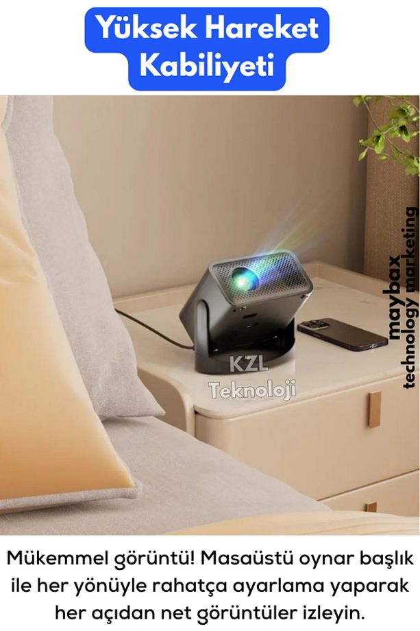 Taşınabilir Mini Android Projeksiyon Sinema Projeksiyon Cihazı 150inç Wifi Bluetooth Ekran Yansıtma - 9