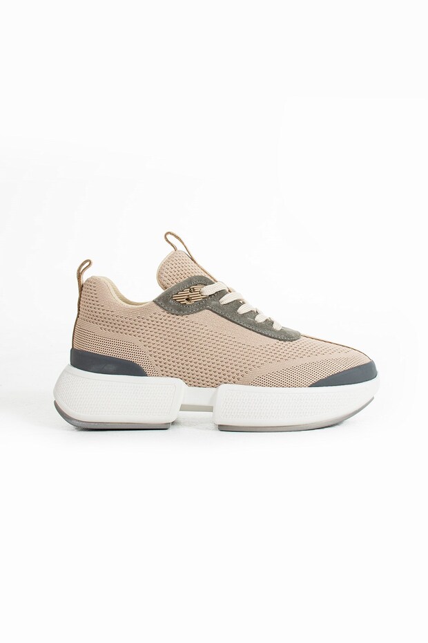 Saturn beige knit fabric women's sneakers