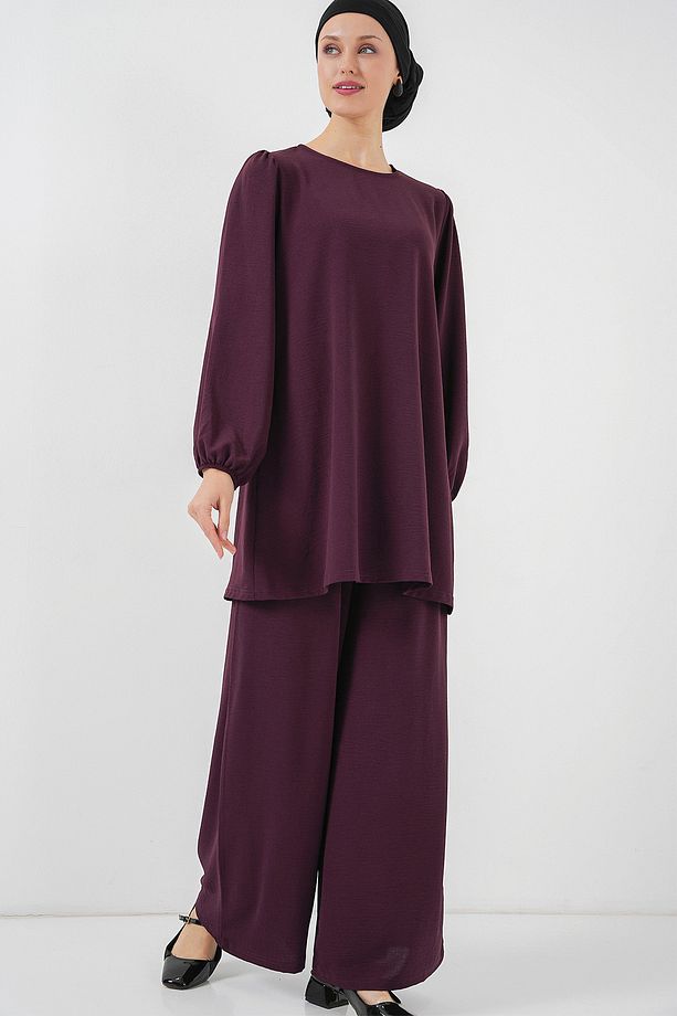 Kadın Ayrobin Tunik Pantolon Alt Üst Takım 6712 - Mürdüm - 3