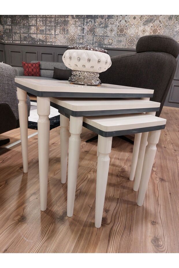 3lü Lüx Zigon Krem Antrasit - 4