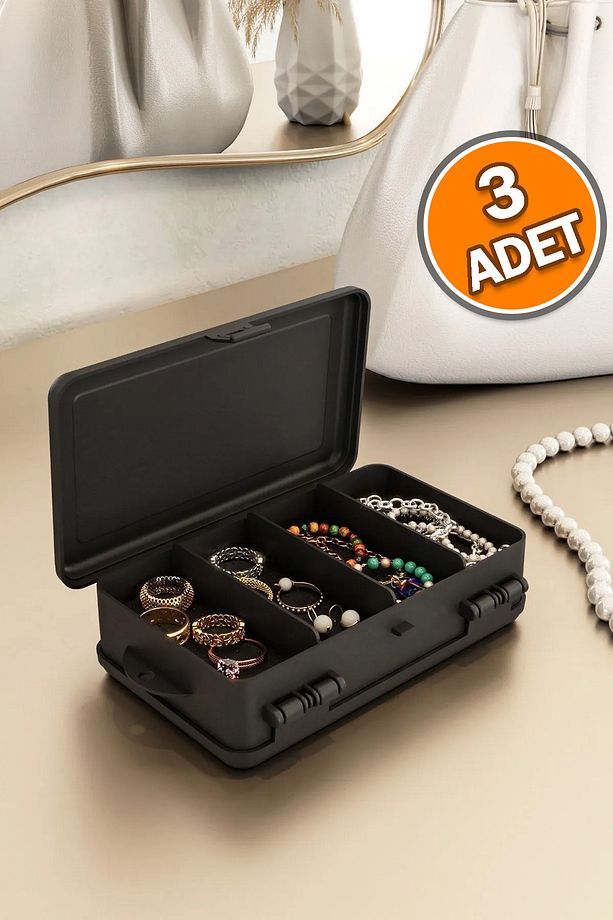 Mini Çok Amaçlı Çift Bölmeli Takı Ve Aksesuar Kutusu Organizer - 1