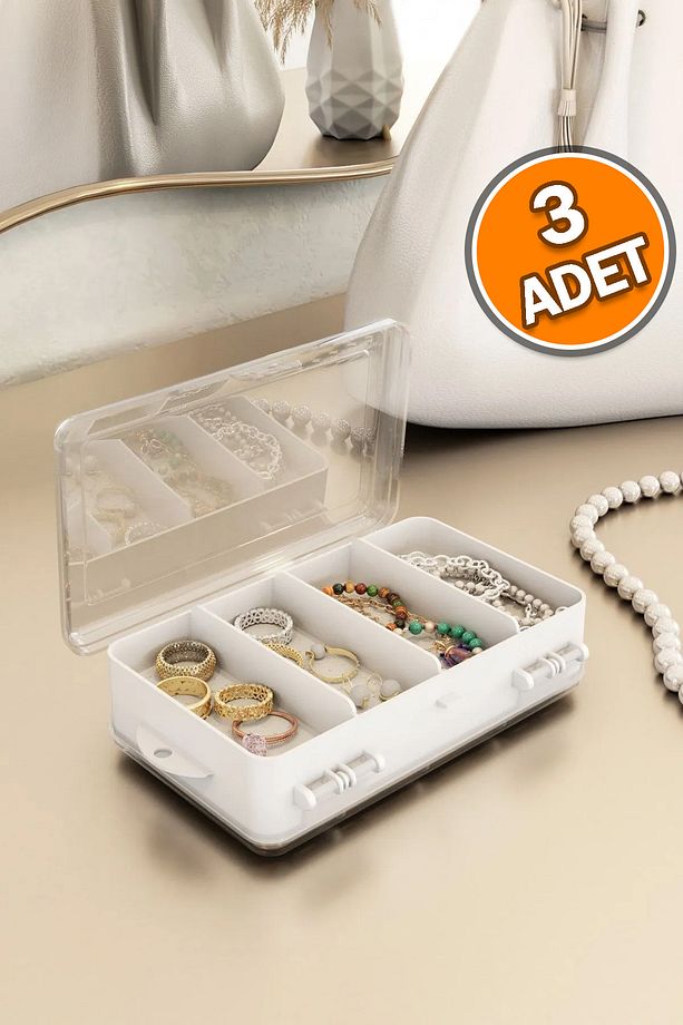 Mini Çok Amaçlı Çift Bölmeli Takı Ve Aksesuar Kutusu Organizer - 1