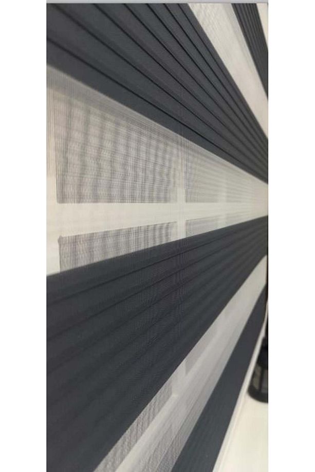 Pileli Antrasit Zebra Stor Kaliteli Güneşlik Perde STB-131 - 1