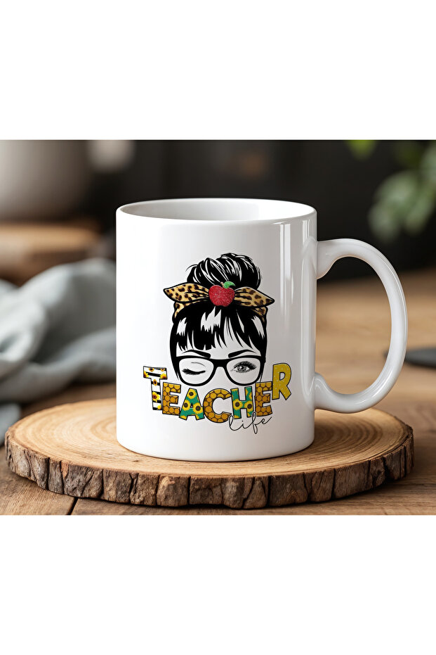 مطبوع كوب من السيراميك الأبيض بتصميم المعلم - 1