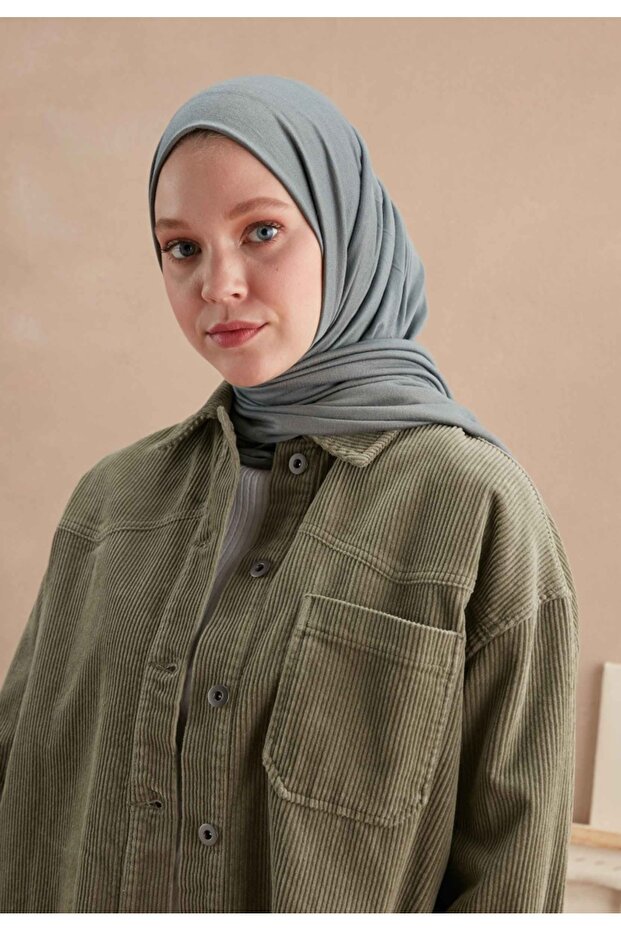 شال ممشط أزرق / رمادي - 2