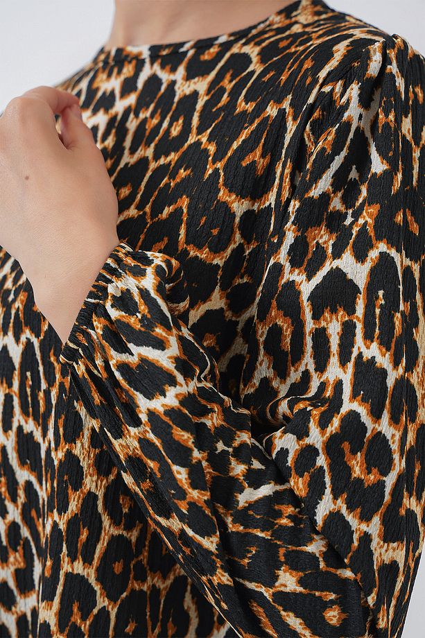 Kadın Leopar Tunik Pantolon Alt Üst Takım 6663 - 5
