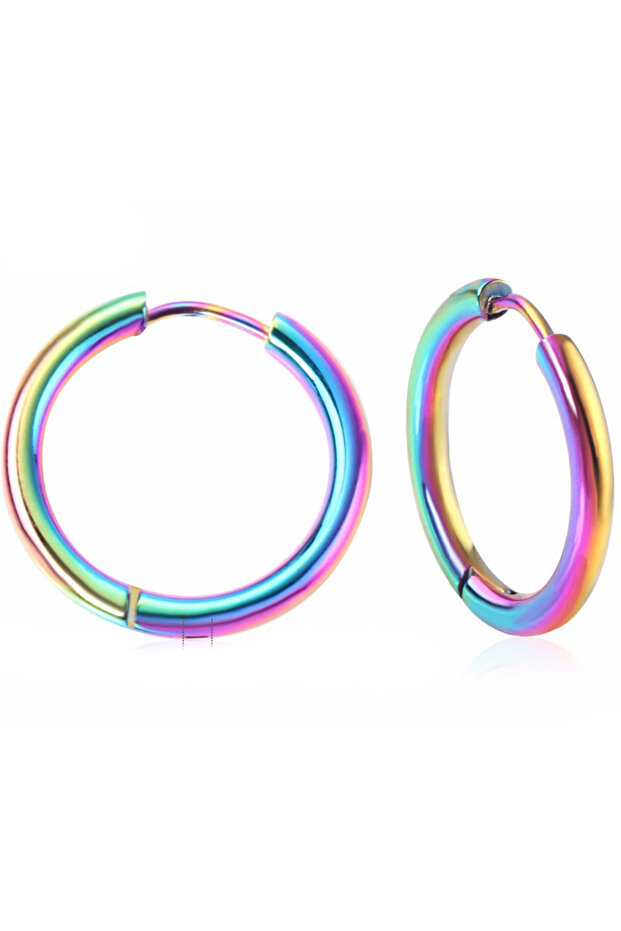 Thin Ring Unisex Men Women Stainless Steel Earrings Pair 2Pcs Mse5