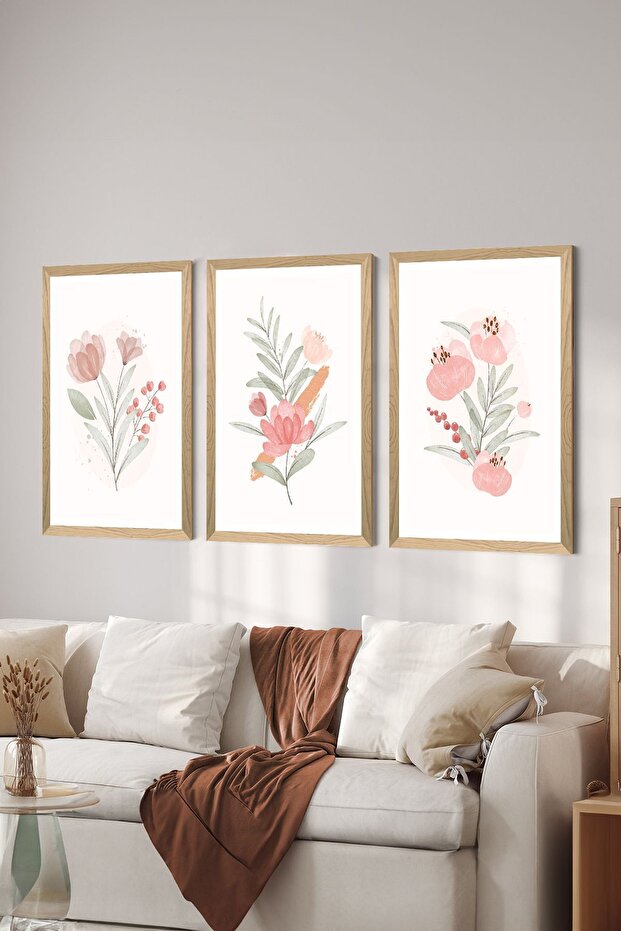 3 Piece Wood Frame Look MDF Poster Painting Set - Set 100