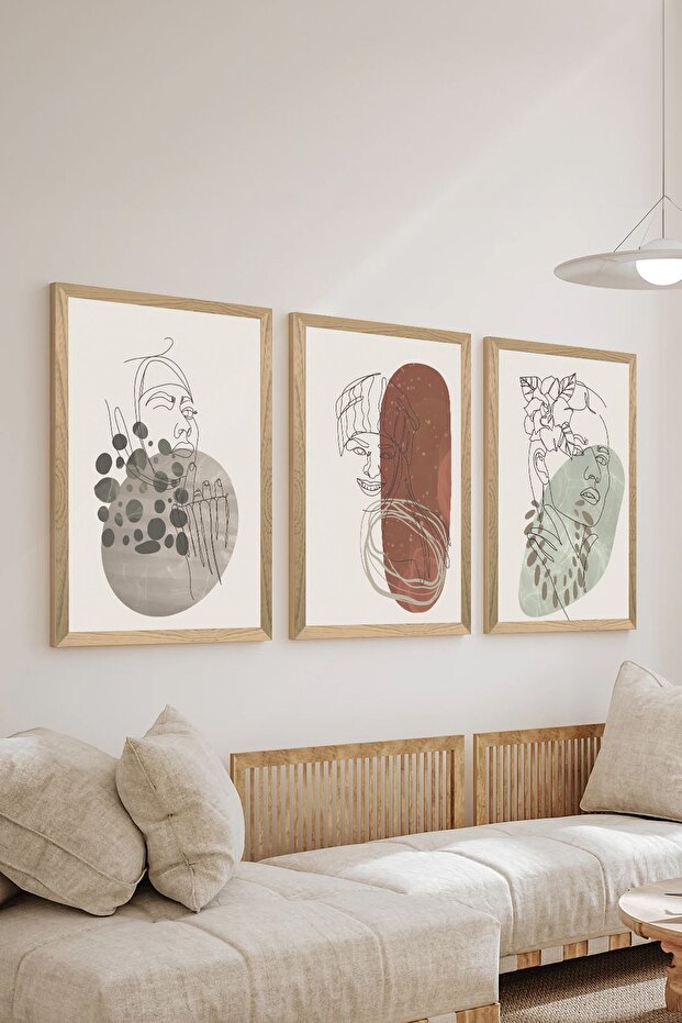 3 Piece Wood Frame Look Mdf Poster Painting Set - Set 121