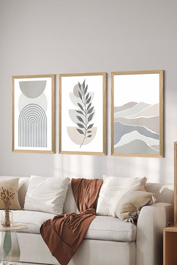 3 Piece Wood Frame Look Mdf Poster Painting Set - Set 65