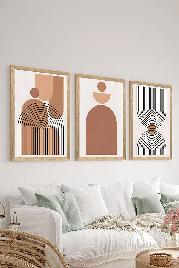 3 Piece Wood Frame Look Mdf Poster Painting Set - Set 68
