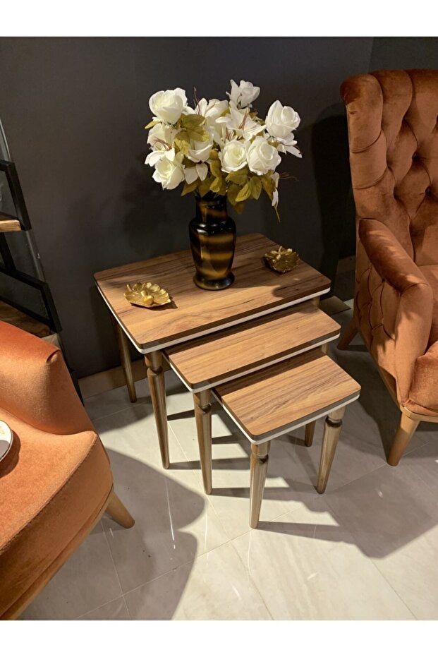 3lü Lüx Zigon Sehpa Ceviz - 3