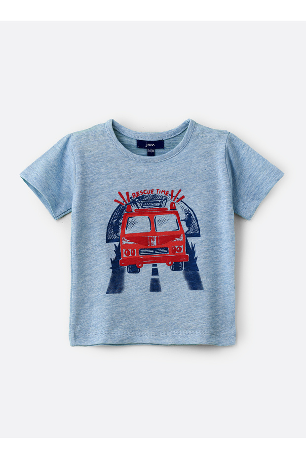 Boys' Blue Rescue Van Graphic Cotton T-Shirt