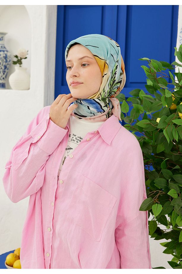 SUNSET DESEN PAMUK VUAL EŞARP SOFT SARI - 3