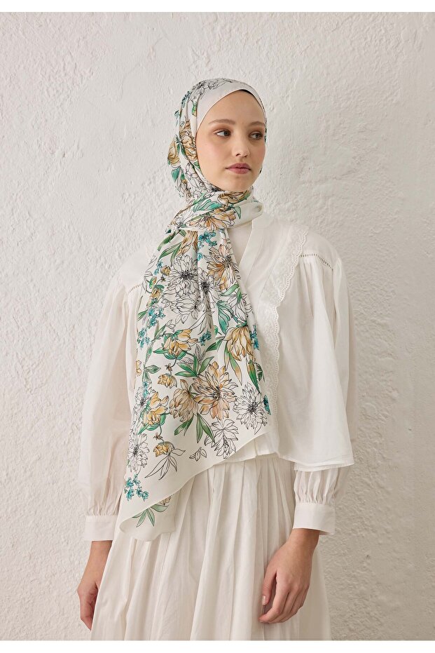 شال منقوش بلون السلمون - 3