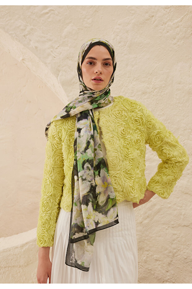 شال رامي منقوش باللون الأخضر - 3