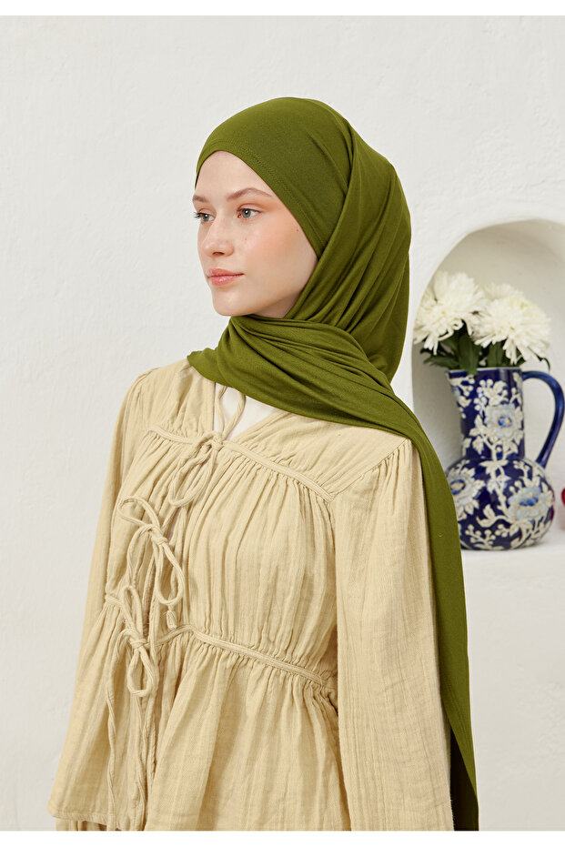 شال قطن ممشط بالزيتون - 8