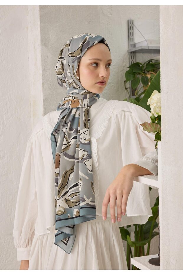 Blue Aspen Patterned Shawl - 1