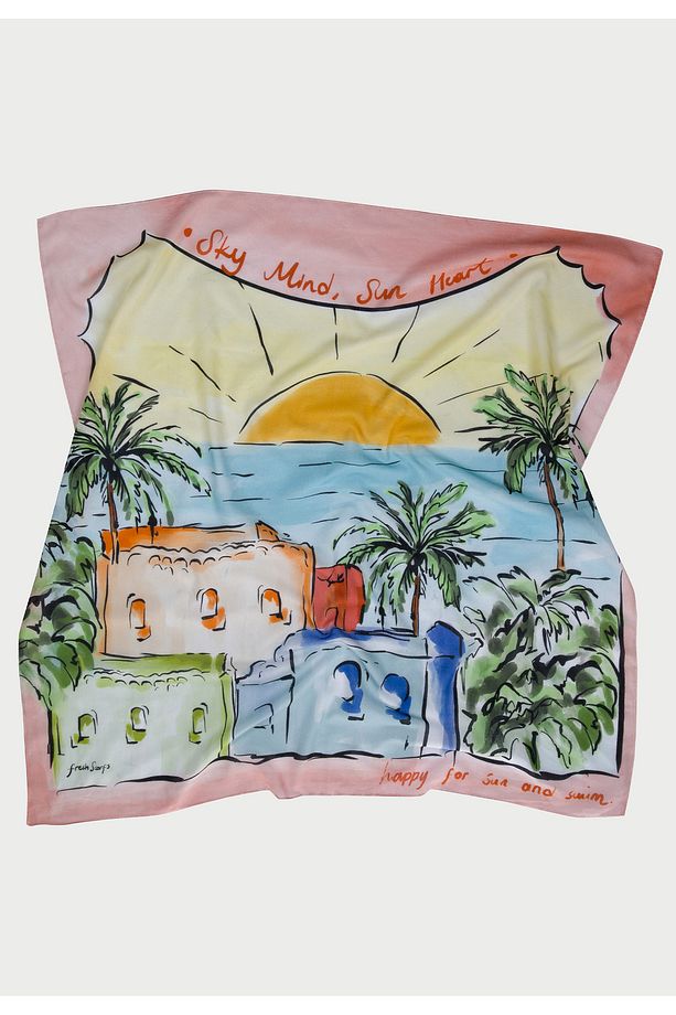 SUNSET DESEN PAMUK VUAL EŞARP SOFT SARI - 5