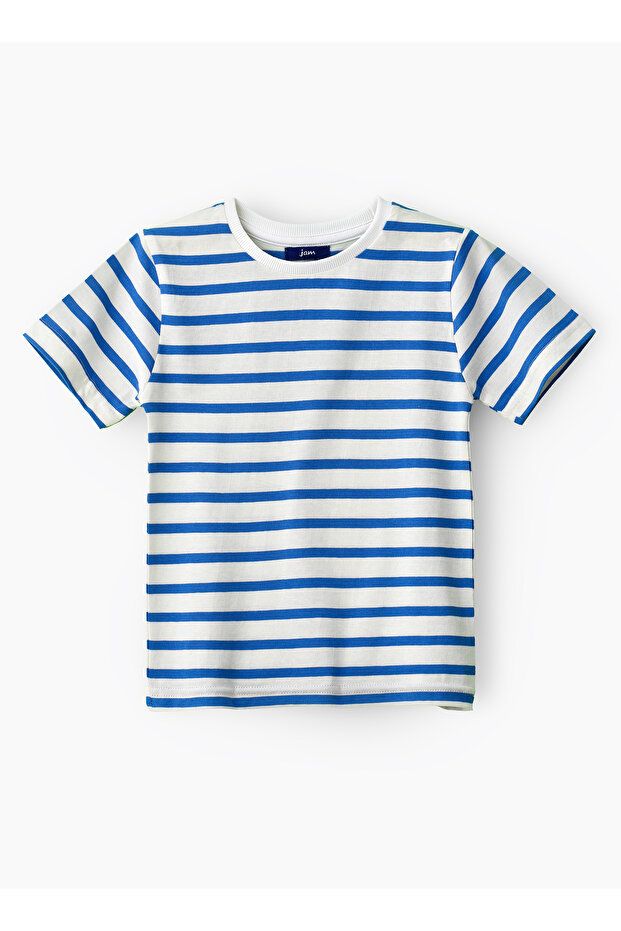 Boys' Classic Blue Striped Cotton T-Shirt