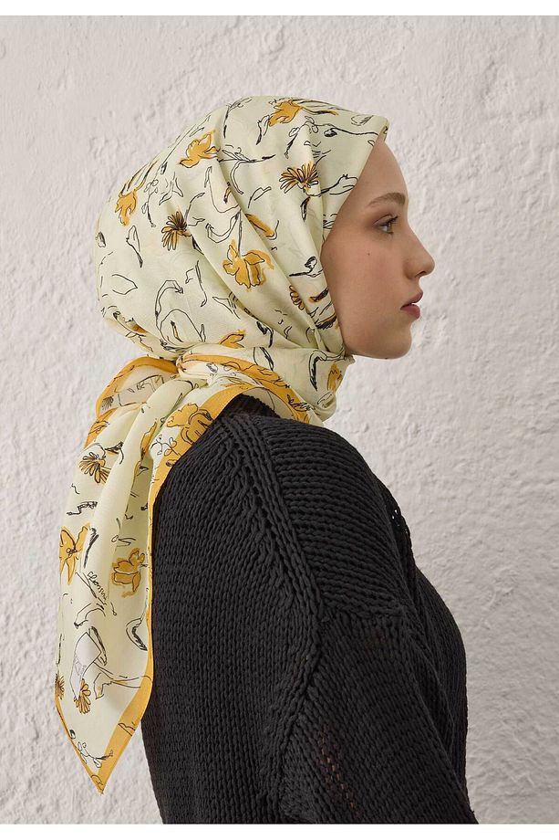 PRIMROSE DESEN PAMUK İPEK EŞARP MANGO - 4