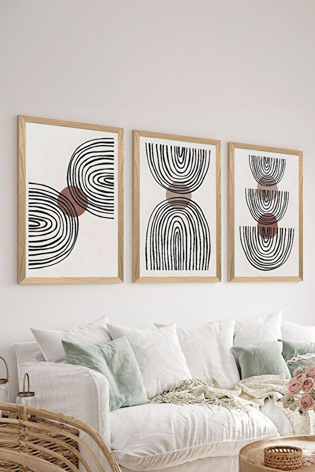 3 Piece Wood Frame Look Mdf Poster Painting Set - Set 72