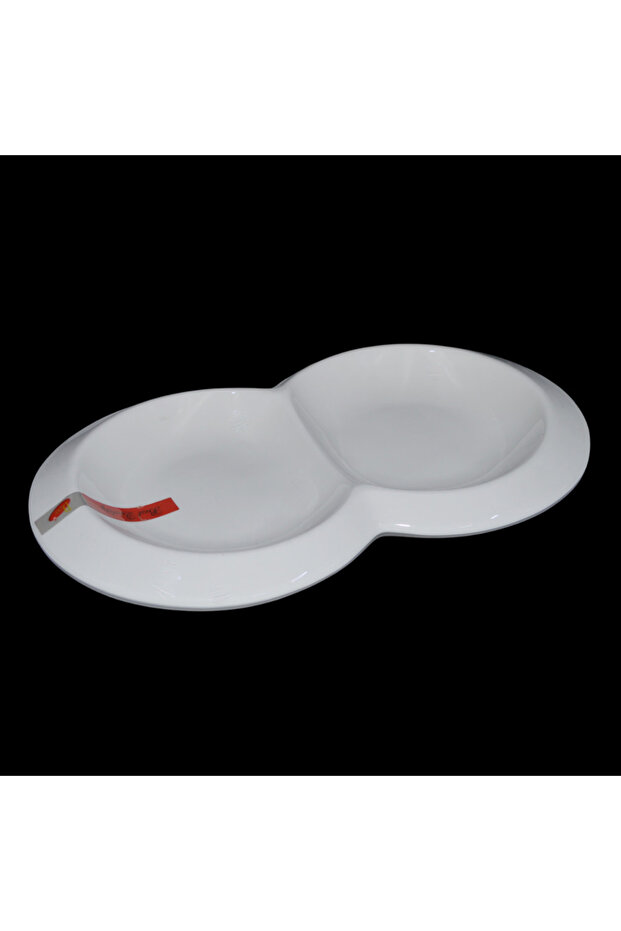 Ceramic serving plate divided into two sections - 1