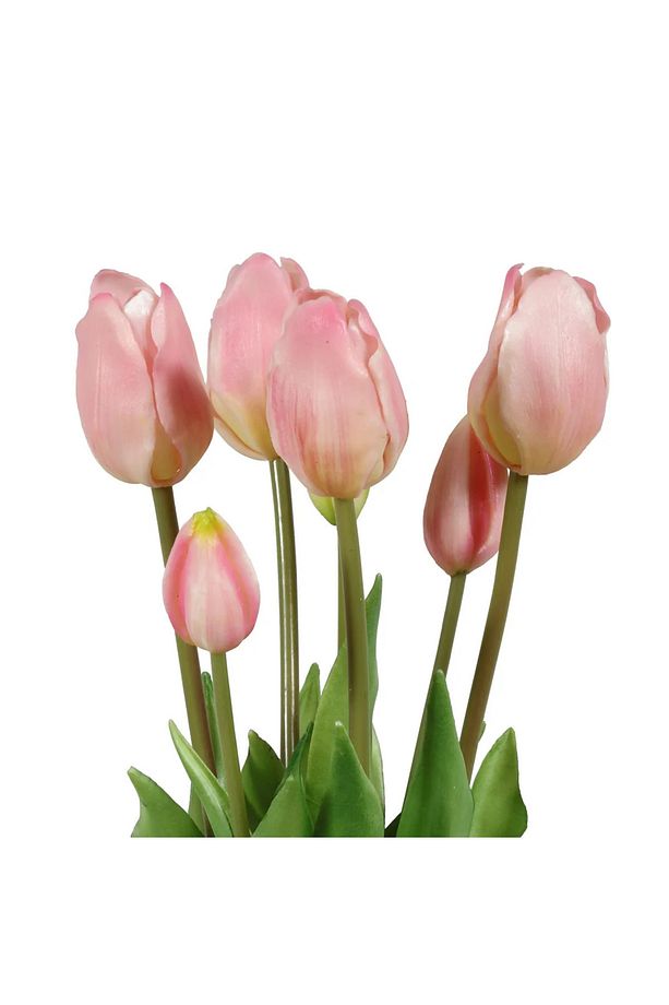 Yapay Çiçek Islak Lale Demet Islak Dokulu Kaliteli Soft Pembe 45 Cm. 7 Dallı. ( 4 Çiçek 3 Tomurcuk) - 2