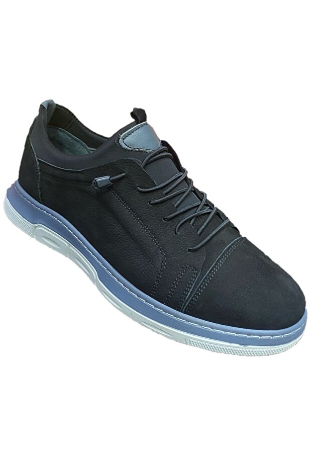Men's Black Genuine Nubuck Leather Casual Shoes 640