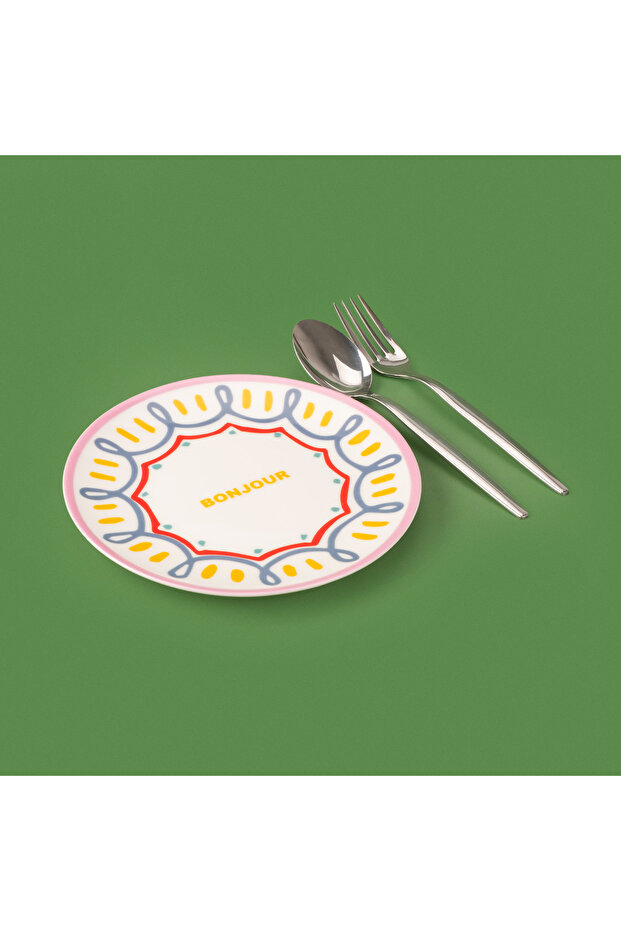 Kitchen Bonjour Tatlı Tabağı - Renkli - 19 cm - 1